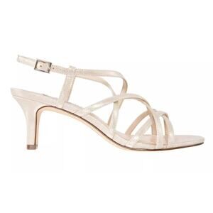 NINA Women's NEW Neptune Gold Strappy WIDE WIDTH Dress Heels Shoes |Size 9 W